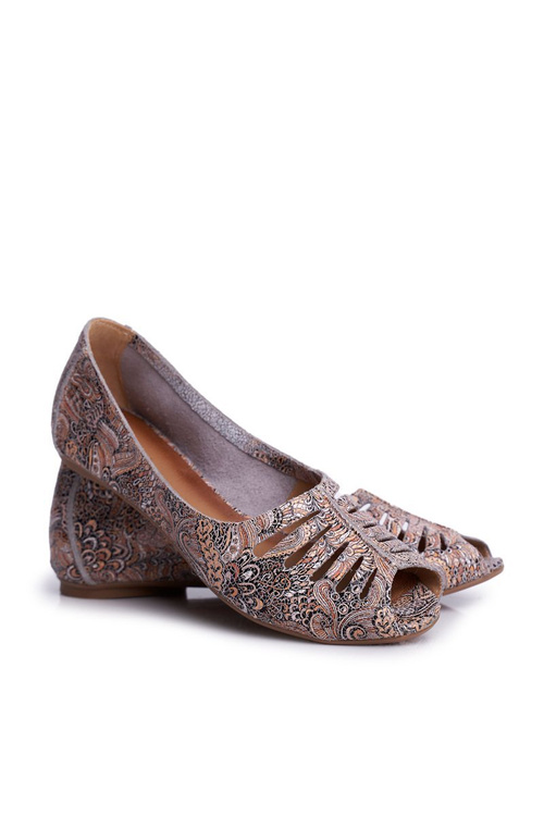 Women's Ballerinas Maciejka Leather Brown Patterned 03497-21
