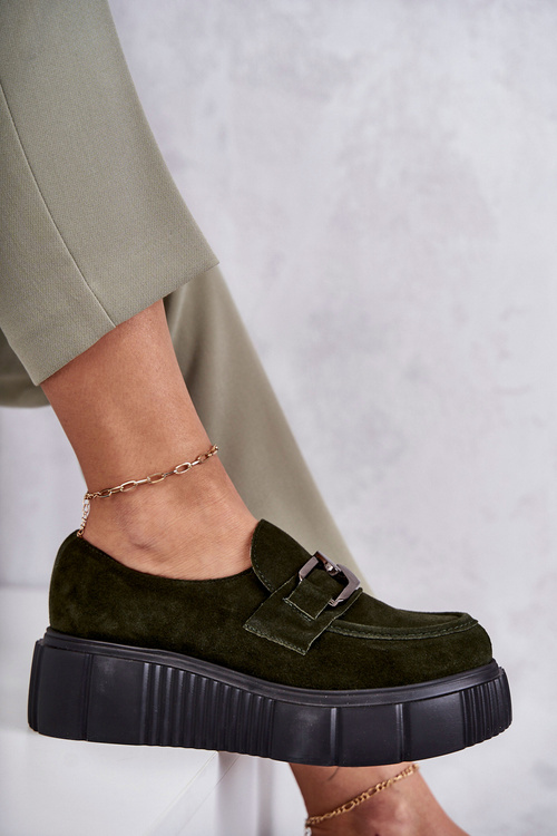 Fashionable suede shoes on the platform Khaki Marsol