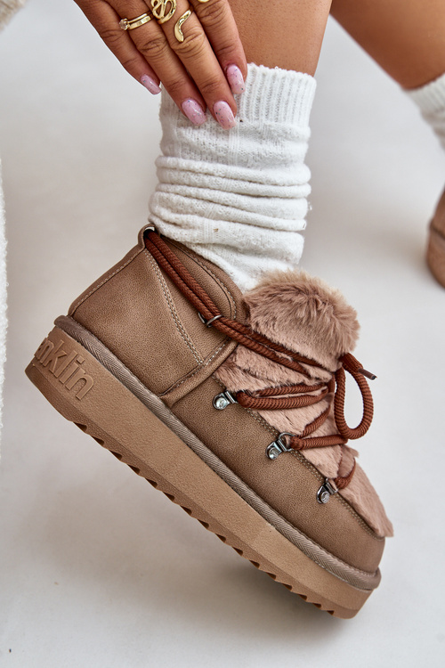 Low Snow Boots On Platform With Fur D.Franklin Brown DFSH370011