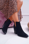 Women's Heeled Boots Spring Leather Suede Black Nicole 2430