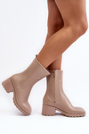 Women's Matte Boots Botki On Heel Beige Bertaida