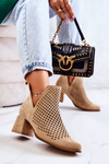Suede Openwork boots Lewski Shoes 3165 Beige