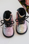 Kids Sparkly Furry Lined Boots with Zipper Multicolor Saussa
