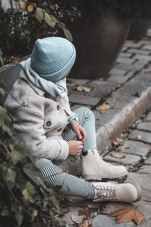 Children's Trapper Boots with Zip Beige Bansi