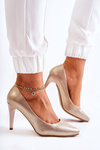 Classic Leather Stilettos Gold Magically 