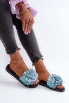 Women's Sandals Decorated with Flowers Black Cellanen