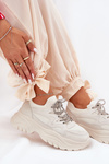 Women's Platform Sneakers with Decorative Lacing Beige Evalianne