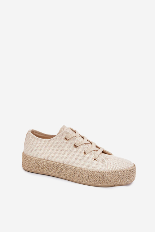 Women's Platform Sneakers With Braiding Beige Princa