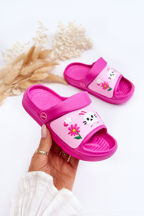 Light Children's Slides Sandals With Animal Motif Fuchsia Rico