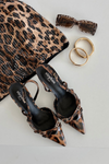 Peep toe with open heel and straps leopard print brown Ravira