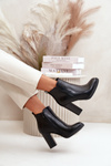 Insulated Women's Heeled Boots Eco Leather Black Teresine