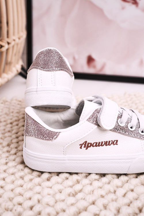 Children's Sneakers With Glitter White Pink Camila