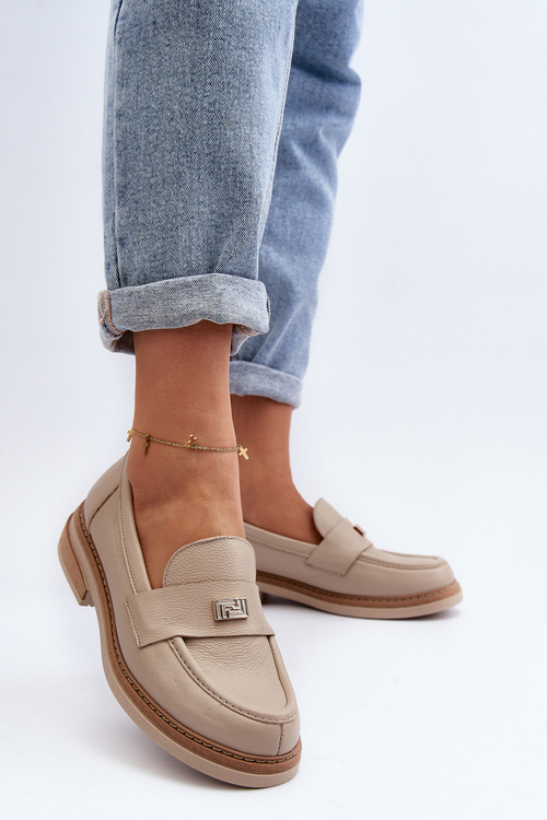 Zazoo 20165 Women's Leather Moccasins Beige