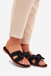 Flat Women's Slippers With Bow Black Tobin