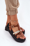 Womens sandals with straps on platform Camel Gallari