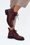 Insulated Leather Women's Boots Low Heel Vinceza 39953 Bordeaux