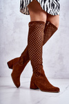 Openwork Suede Boots Brown Generous