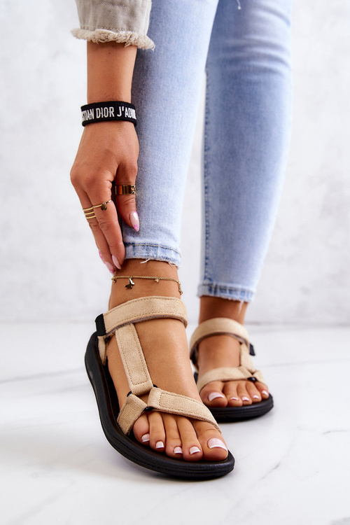 Women's Suede Sports Sandals Beige Harris
