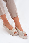 Ladies Leather Sandals With Decoration S.Barski LR51-786 Beige