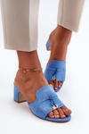 Women's Blue High Heel Sandals in Faux Suede Jemenna