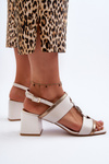 Leather Elegant Sandals On Block Laura Messi 2768 White