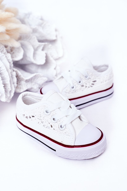 Children's Sneakers With Lace White Roly-Poly