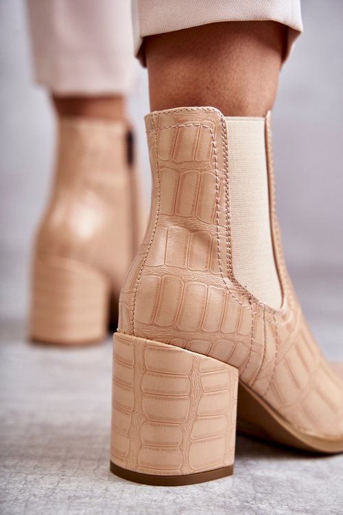 Snake Leather Booties La.Fi 260038BE-XC Beige