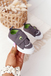 Children's Sneakers With Velcro With A Shark Grey