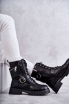 Leather Boots On Flat Heels Black Marlis