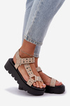 Embellished sandals on platform beige Tatellia
