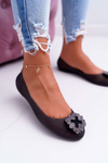 Lu Boo | Black Rubber Ballerina Ballerina Meliski Flowers Palita Zirconias