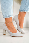 Classic Women's Pumps On A Block Heel Suede Grey Eleanor