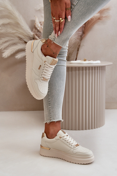 Damskie Sneakersy Eko Skóra Platforma Białe Big Star OO274757 HI-POLY SYSTEM