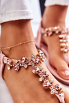 Comfortable Women's Sandals Flip-Flops With Ornaments Pink Briven