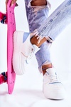 Buty Sportowe Sneakersy Damskie Wiązane Biało-Niebieskie Manila