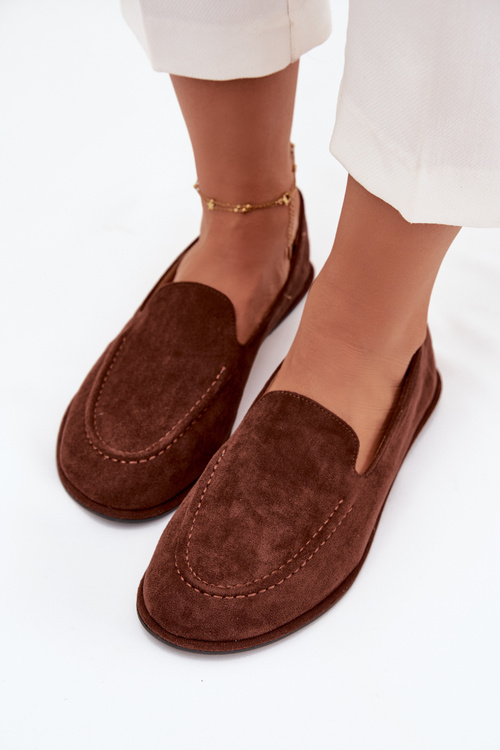 Women's Loafers From Eco Suede Flat Brown Miryelle
