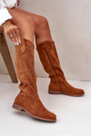Ladies Perforated Boots Camel S.Barski HY42-132