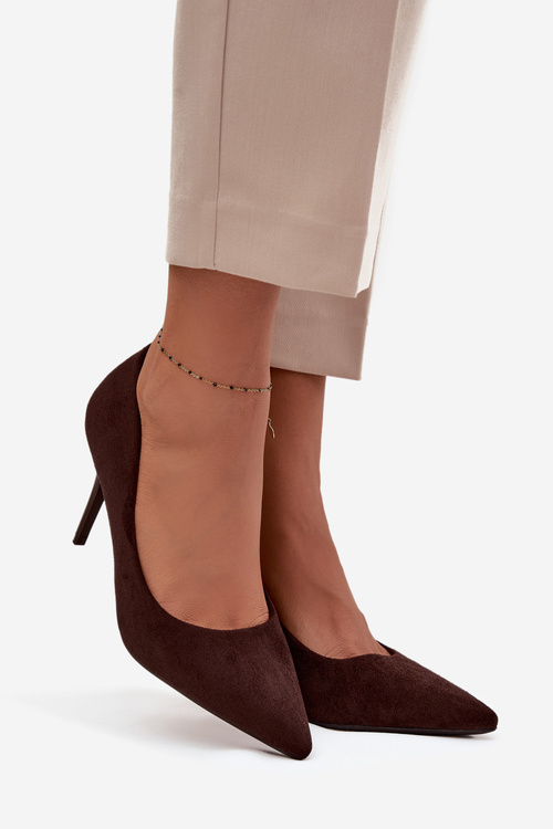 Women's High Heels Made of Eco Suede Chocolate Elvessa