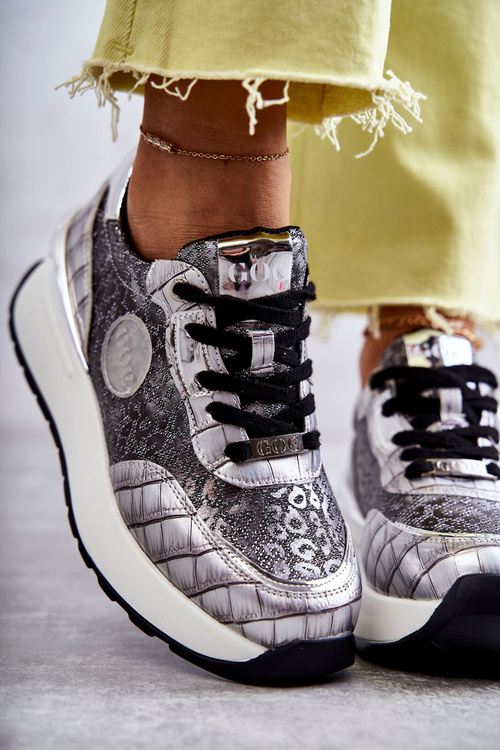 Women's Sport Shoes On Wedge GOE KK2N4083 Silver