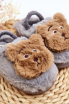 Children's fur slippers with gray bear Dicera