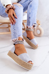 Espadrilles Sandals On The Platform Blue Jeannie