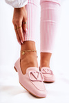 Leather Loafers Brogues With Ornament Pink Hermosa