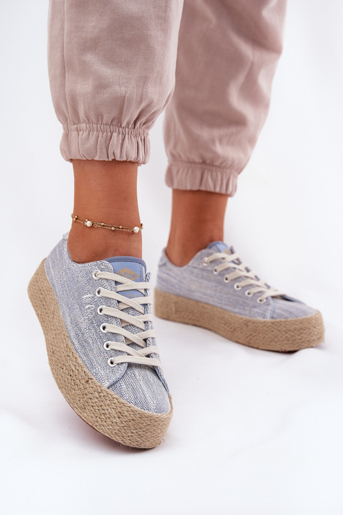 Womens Platform Sneakers With Weaving Lee Cooper LCW-25-02-3284 Light Beige