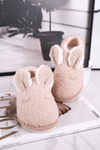 Women's Slippers With Fur Rabbit Beige Goody
