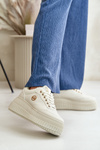 Damskie Buty Sportowe Sneakersy Masywna Podeszwa Beżowe Ardiela