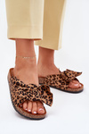 Ladies Slippers With Clear On Cork Sole Leopard Brown Sercele