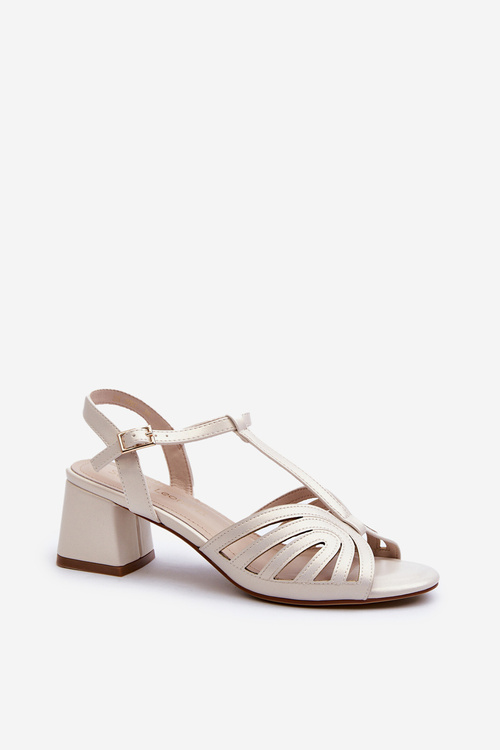 Sandały Lakierowane Na Obcasie Perłowe Sergio Leone SK880