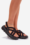 Women's platform sandals with straps black Filamira