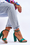 Satin High Heel Sandals Green Linsy