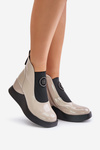Leather Ankle Boots on Wedge D&A Beige MR880-137